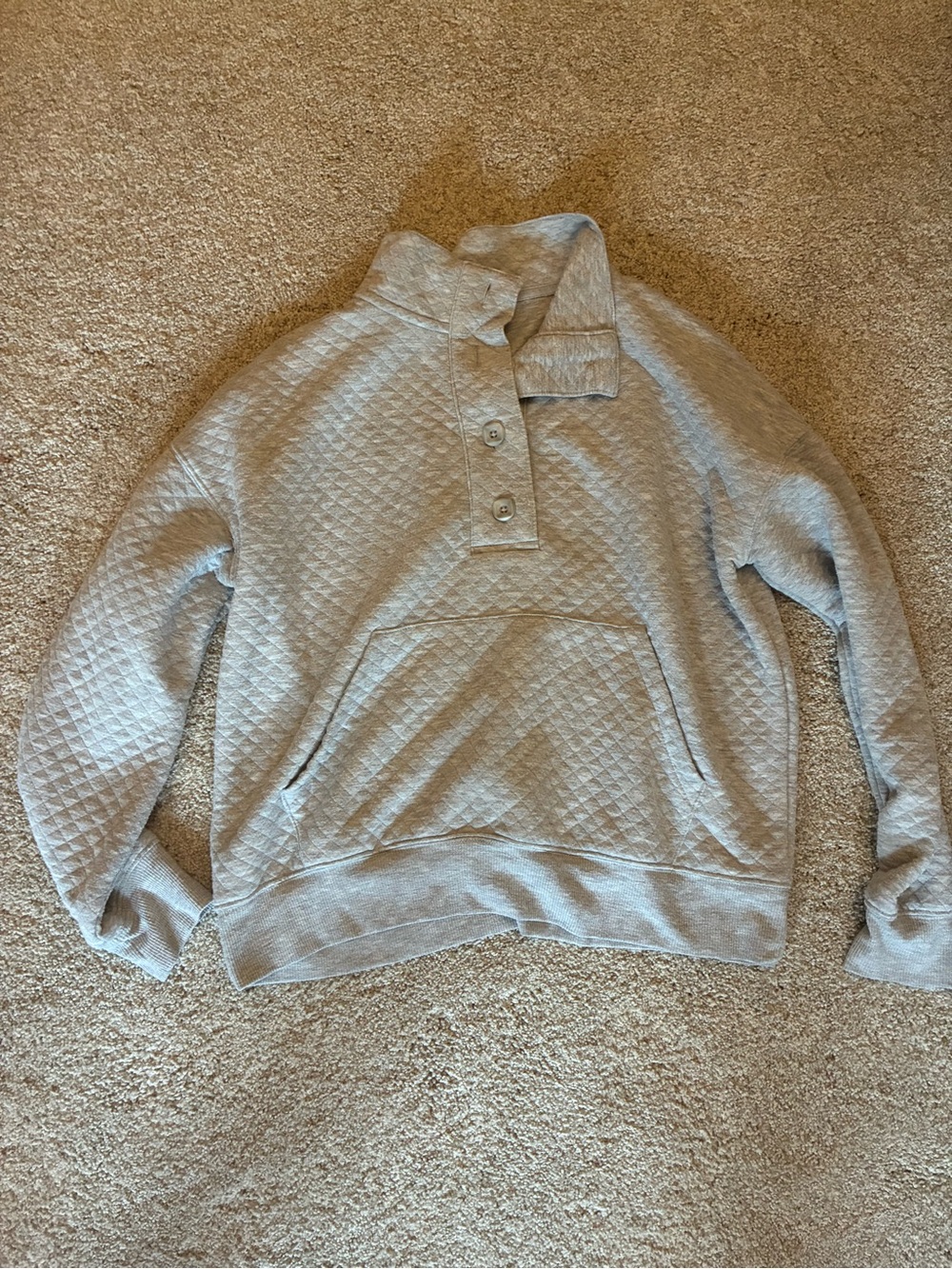 stars above Quilted Button-Neck Crewneck Sweater - Light Gray